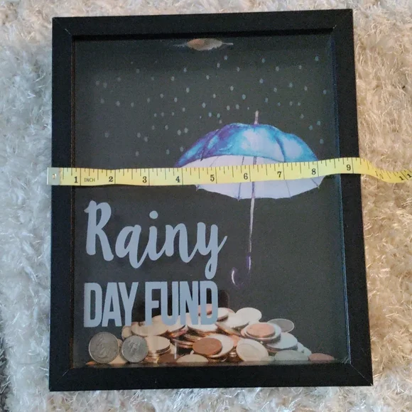 🆕 ⛈️RAINY DAY GLASS PICTURE FRAME MONEY 🏦 - Picture 7 of 7